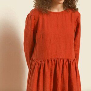 EUC Anthropologie Postmark Burnt Orange Long Sleeve Babydoll Tunic Size XL